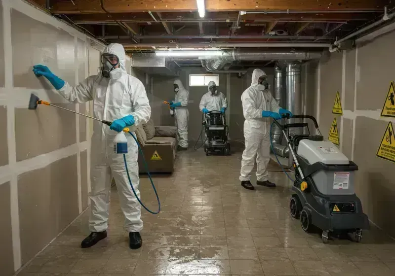 Basement Moisture Removal and Structural Drying process in Gower, MO